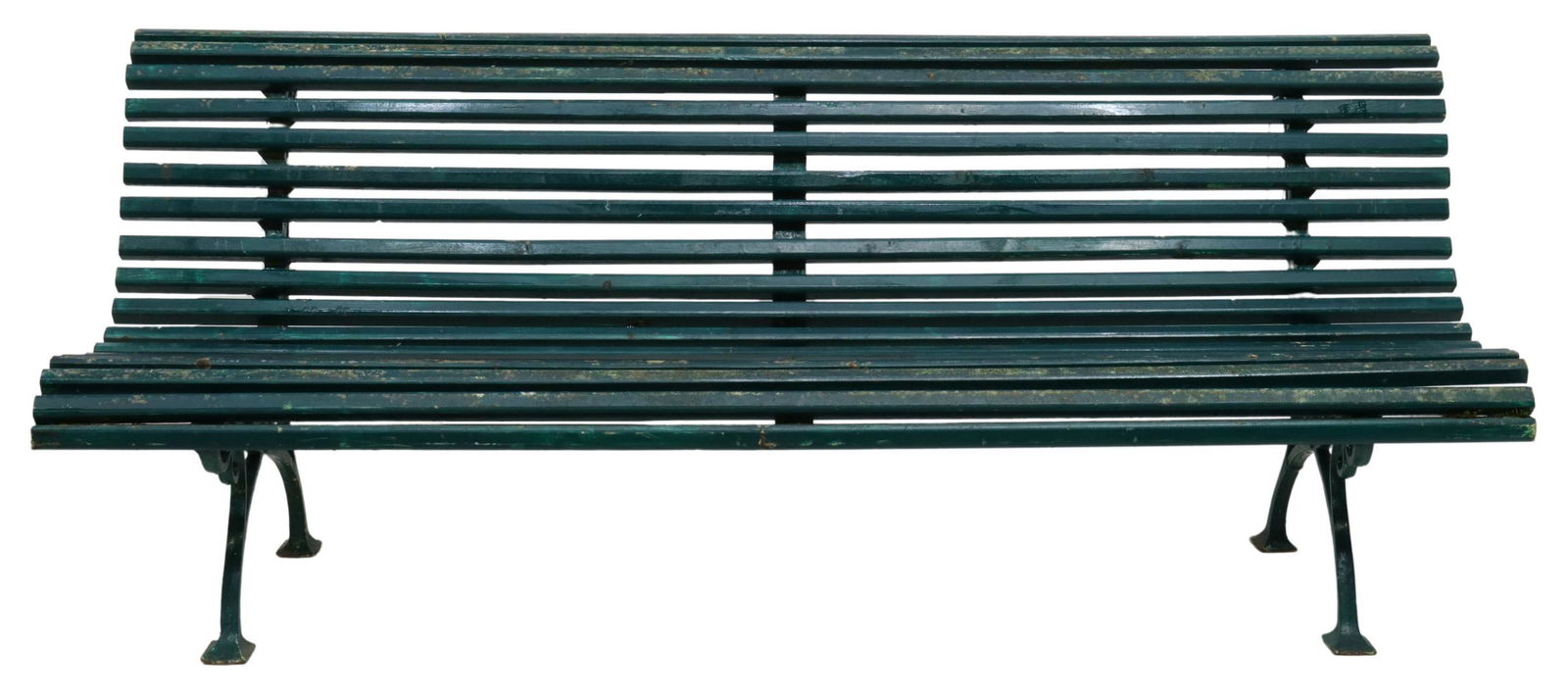 FRENCH SLATTED WOOD & CAST IRON GARDEN BENCH (1 of 3)