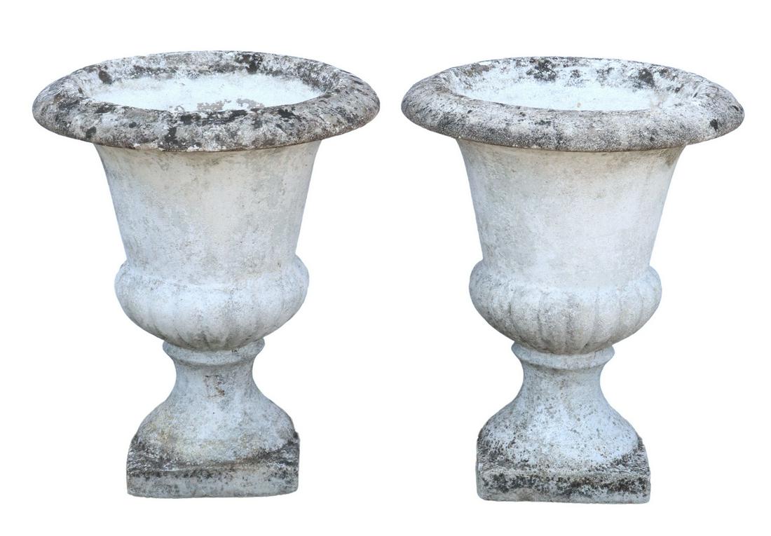 (2) FRENCH CAMPANA STYLE CAST STONE GARDEN URNS (1 of 2)