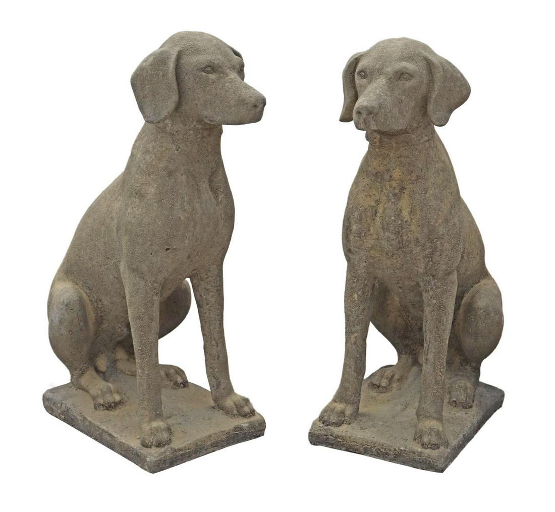 (2) CAST STONE GARDEN STATUARY, HUNTING DOGS (1 of 3)