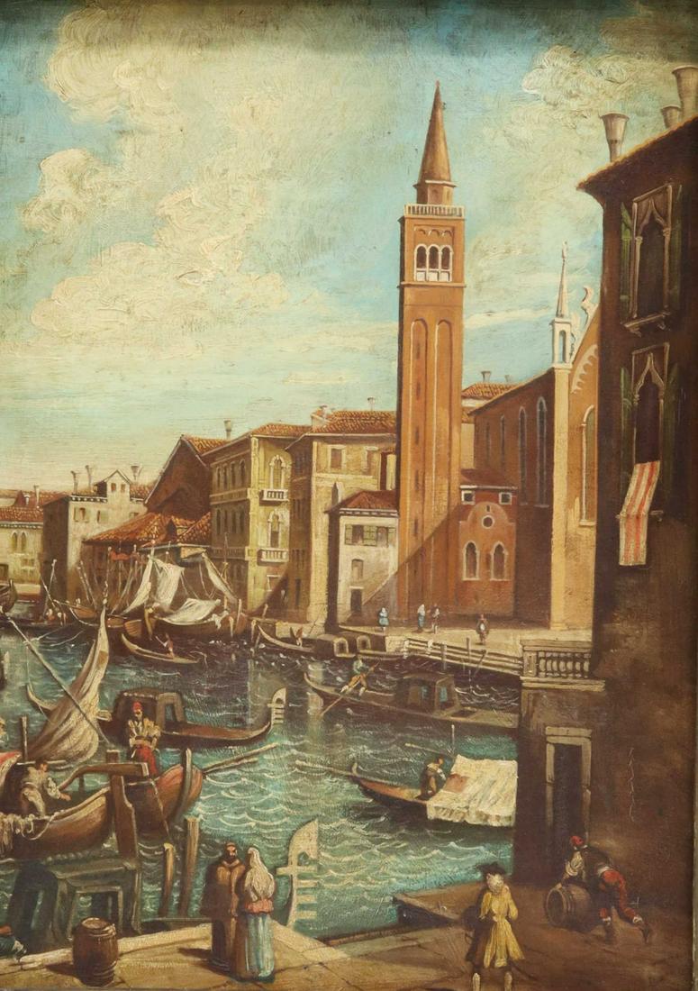 ITALIAN SCHOOL PAINTING VENETIAN CANAL (1 of 3)