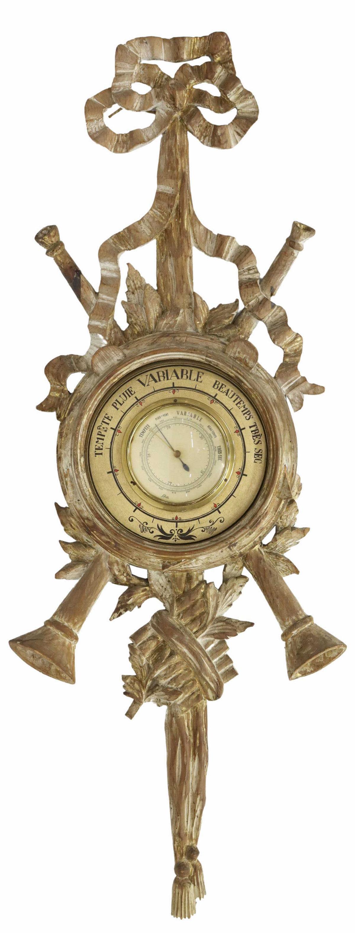 FRENCH LOUIS XVI STYLE GILTWOOD BAROMETER (1 of 3)