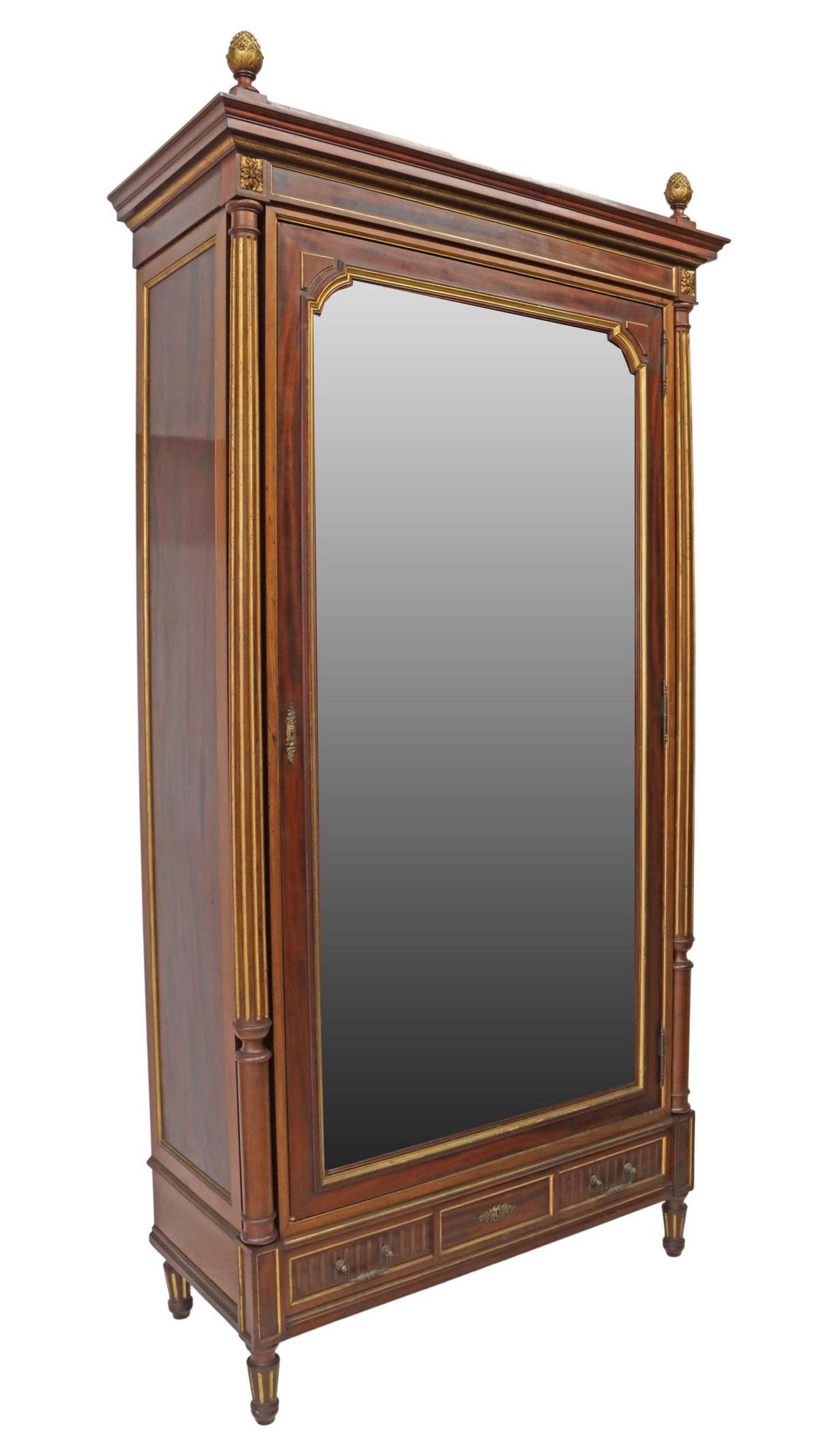 LOUIS XVI STYLE PARCEL GILT MAHOGANY ARMOIRE (1 of 6)