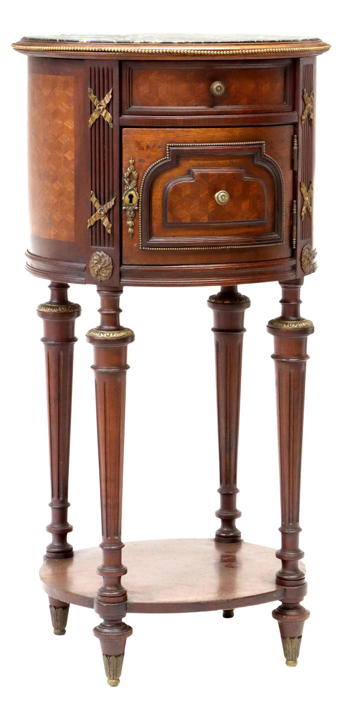 LOUIS XVI STYLE MARBLE-TOP MAHOGANY NIGHTSTAND (1 of 6)