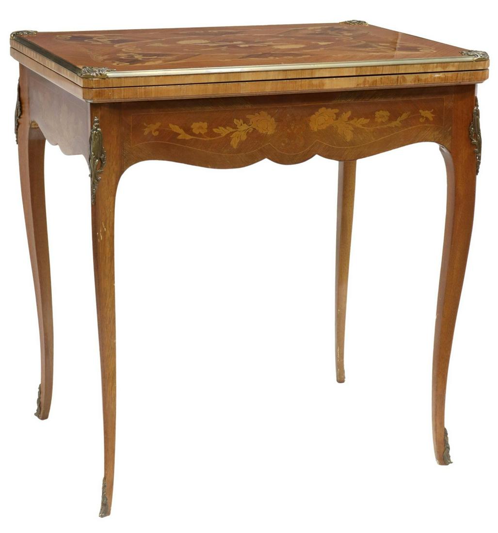 LOUIS XV STYLE MAHOGANY MARQUETRY GAMES TABLE (1 of 9)