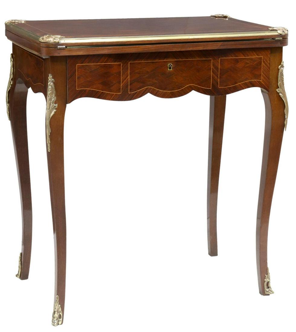 FRENCH LOUIS XV STYLE ROSEWOOD GAMES TABLE (1 of 7)