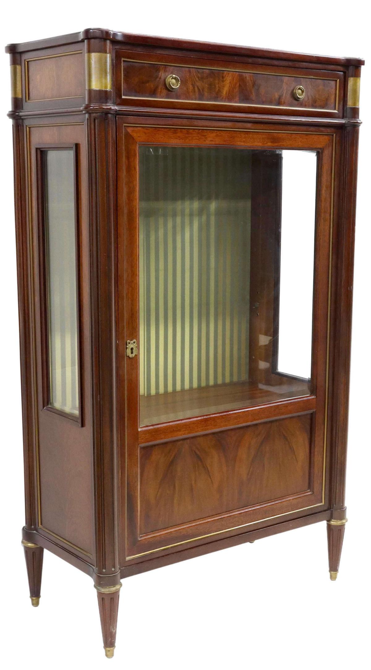 FRENCH LOUIS XVI STYLE MAHOGANY VITRINE (1 of 5)