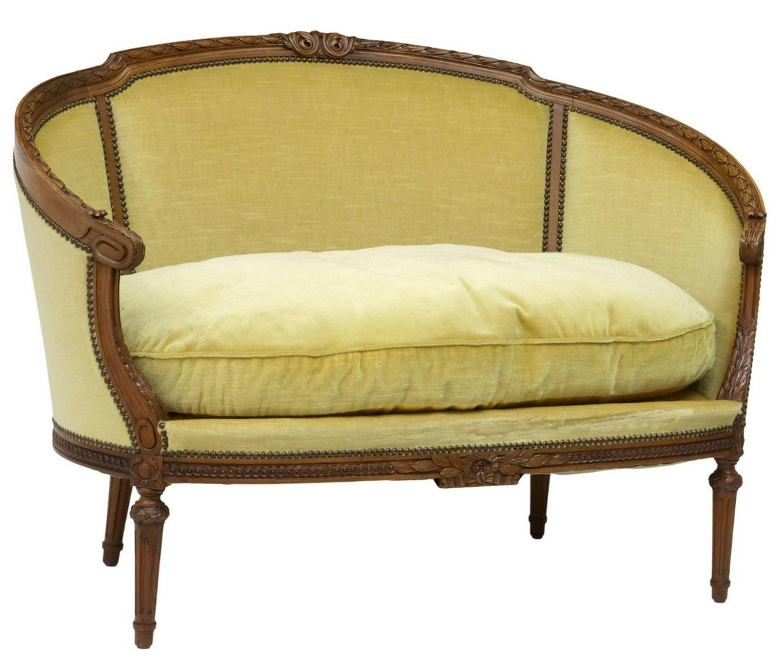 FRENCH LOUIS XVI STYLE FINELY CARVED CANAPE SETTEE (1 of 3)