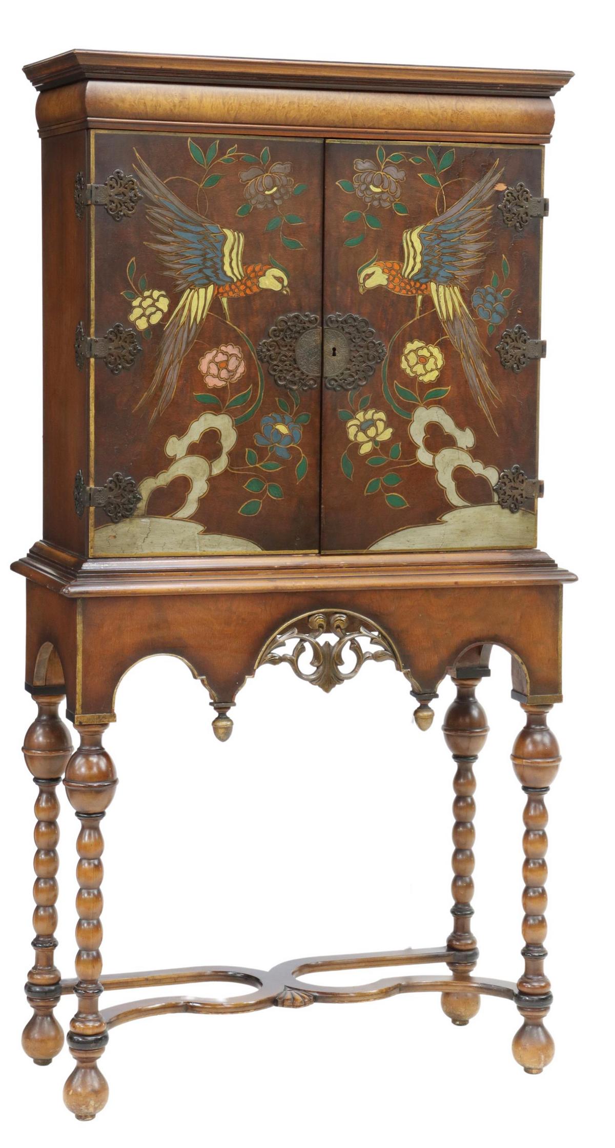 CHINOISERIE PARCEL GILT & PAINTED CABINET ON STAND (1 of 4)