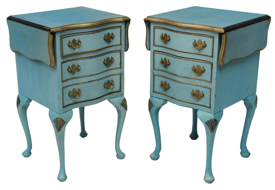 (2) QUEEN ANNE STYLE PAINTED BEDSIDE CABINETS (1 of 6)
