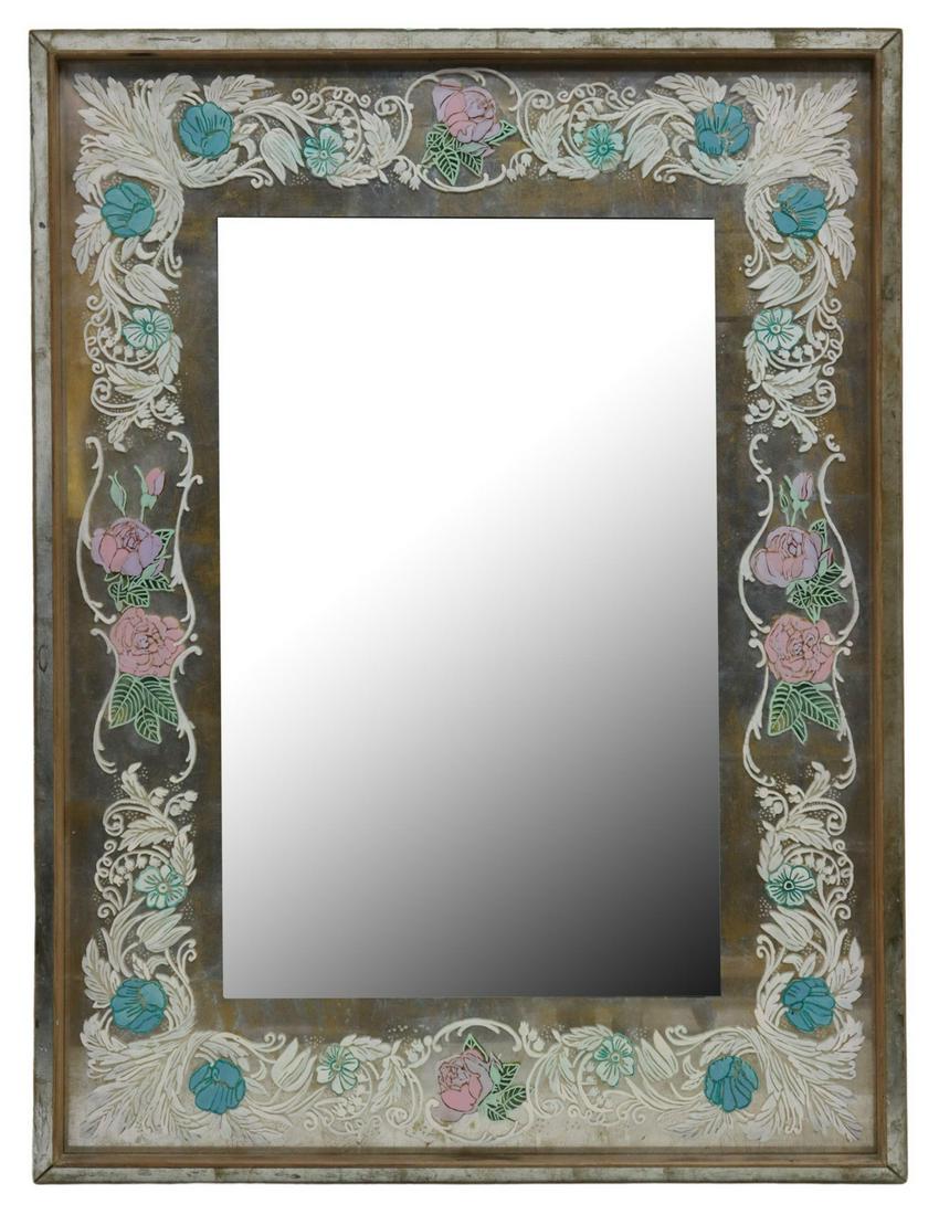 DECORATIVE FLORAL PAINTED WALL MIRROR (1 of 3)