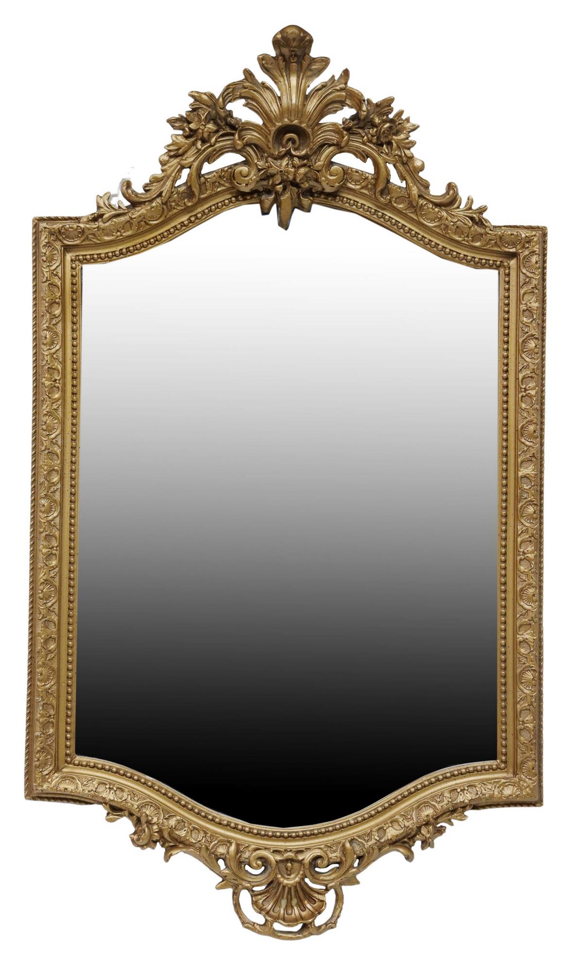 LOUIS XV STYLE GOLD TONE BEVELED WALL MIRROR (1 of 3)