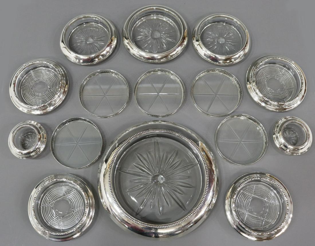 (15) AMERICAN STERLING-MOUNTED GLASS COASTERS (1 of 2)