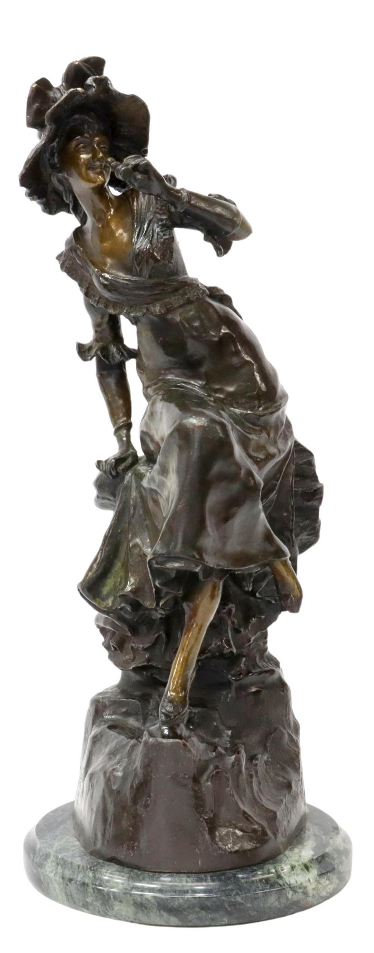 AFTER L. HOTTOT BRONZE YOUNG LADY W/ OPERA GLASSES (1 of 7)