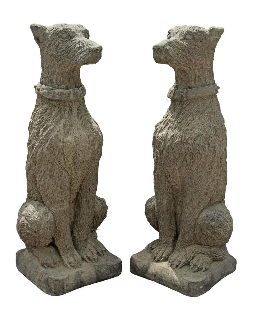 2) CAST STONE GARDEN STATUARY, SCOTTISH DEERHOUNDS (1 of 3)
