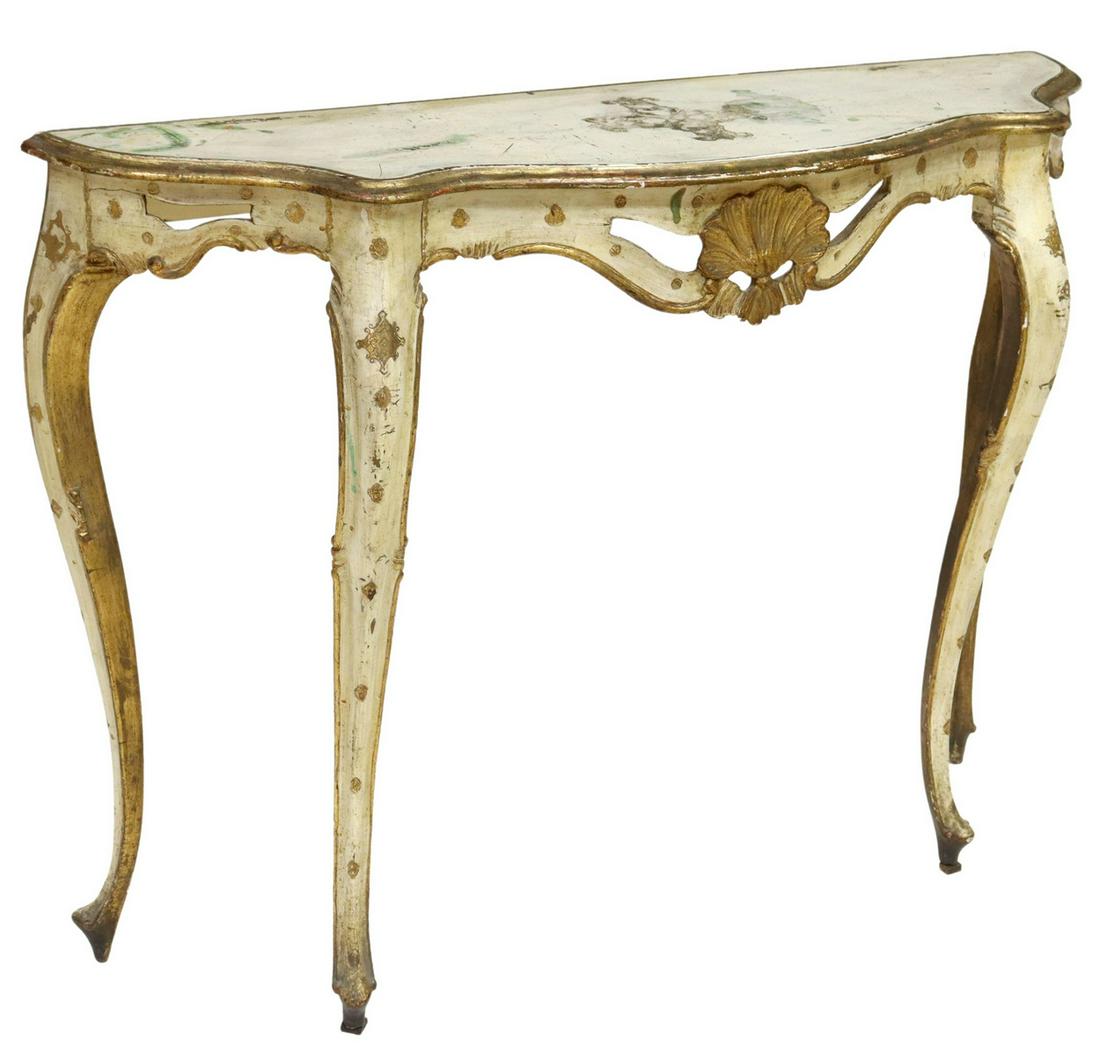 VENETIAN PARCEL GILT & PAINTED CONSOLE TABLE (1 of 4)