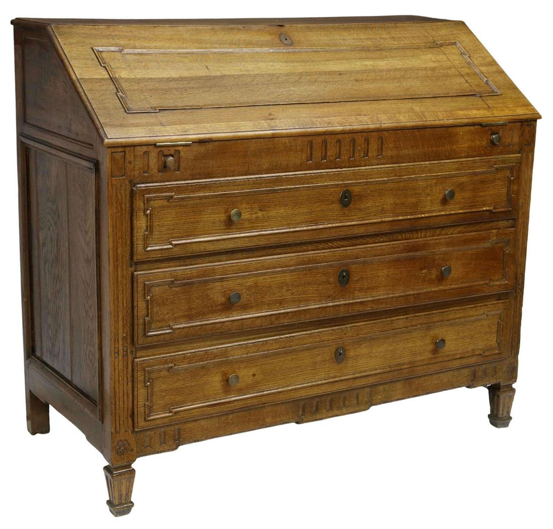 FRENCH LOUIS XVI STYLE OAK SLANT-FRONT DESK (1 of 6)