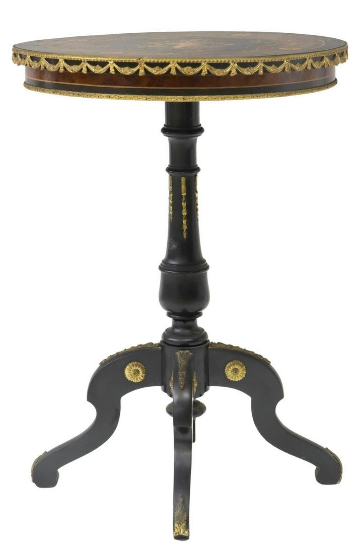 FRENCH NAPOLEON III PERIOD EBONIZED PEDESTAL TABLE (1 of 3)