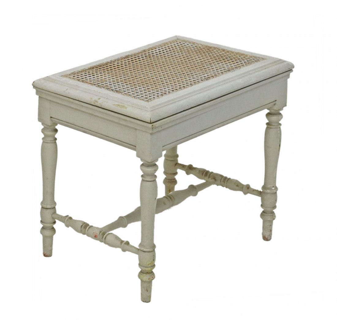 FRENCH LOUIS XVI STYLE PAINTED CANE BIDET STOOL (1 of 4)