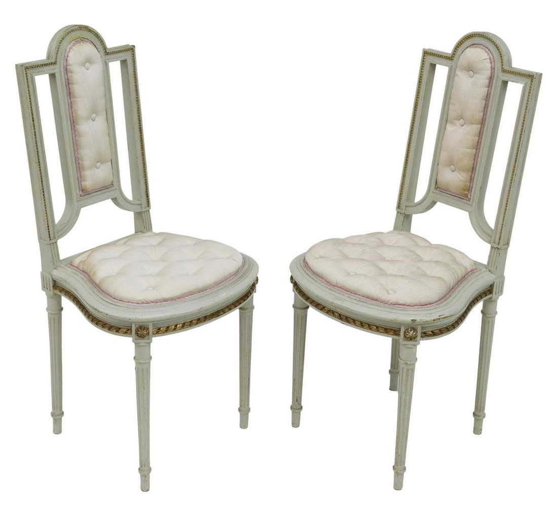 (2) FRENCH LOUIS XVI STYLE PARCEL GILT SIDE CHAIRS (1 of 3)