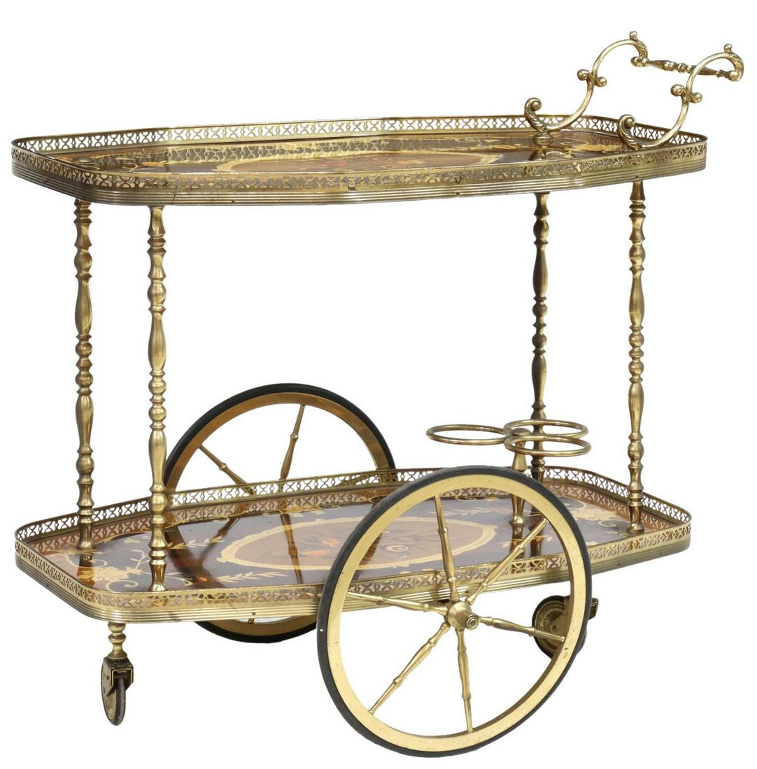 ITALIAN MAHOGANY & MARQUETRY SERVICE BAR CART (1 of 4)