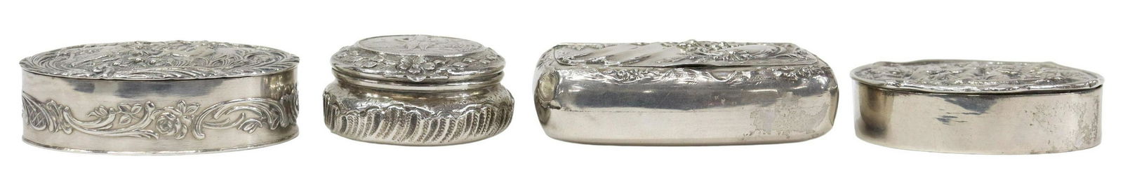 4) CONTINENTAL SILVER-TONE METAL SNUFF PATCH BOXES (1 of 6)
