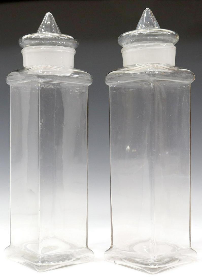 (2) LARGE GLASS APOTHECARY PHARMACY JARS, 21"H (1 of 3)