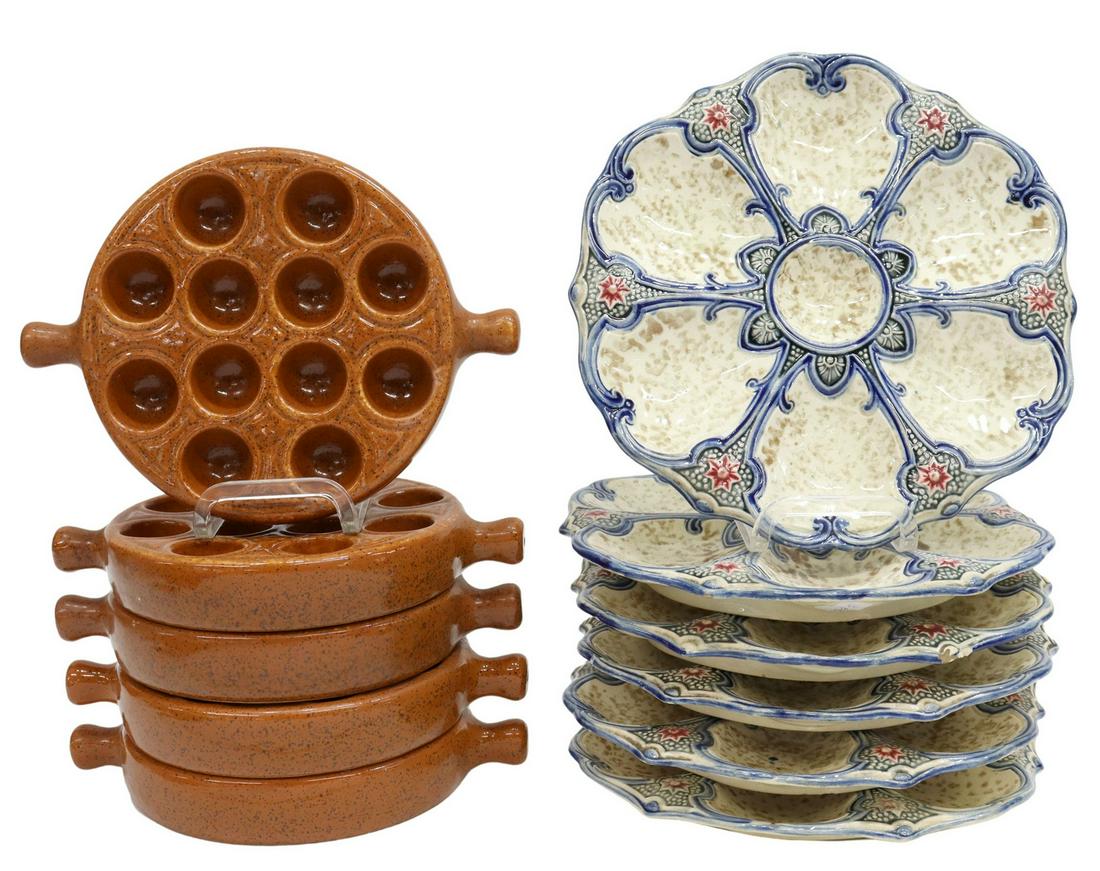 (11) FRENCH CERAMIC OYSTER & ESCARGOT PLATES (1 of 4)