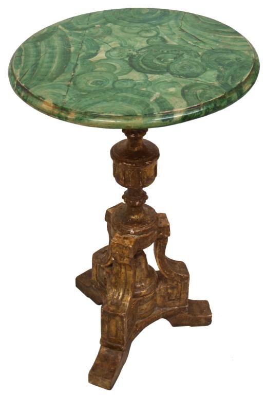 DIMINUTIVE ITALIANATE FAUX MARBLE & GILTWOOD TABLE