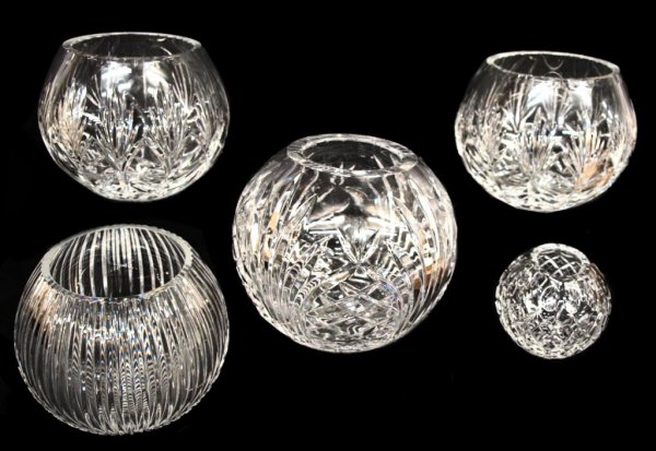 (5) COLLECTION OF CUT CRYSTAL ROSE BOWLS