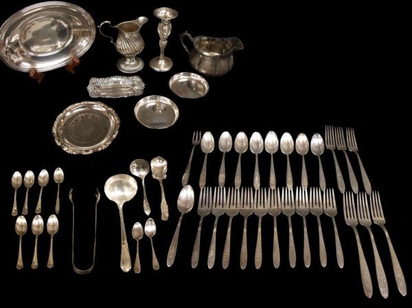 COLLECTION STERLING & SILVER PLATE TABLE ARTICLES