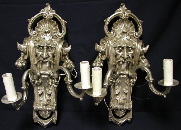PAIR OF SILVER/BRONZE SCONCES UNIQUE SIL