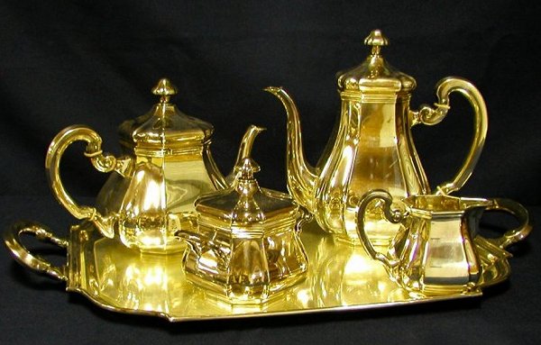 PIECE STERLING COFFEE/TEA SERVICE TRAY MA
