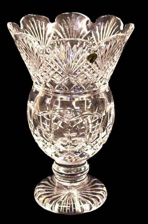 45 WATERFORD CUT CRYSTAL THISTLE VASE, NEW IN BOX
