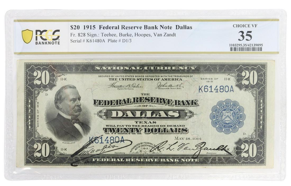 SCARCE 1915 CLEVELAND $20 NOTE, FR828, PCGS VF35 (1 of 2)