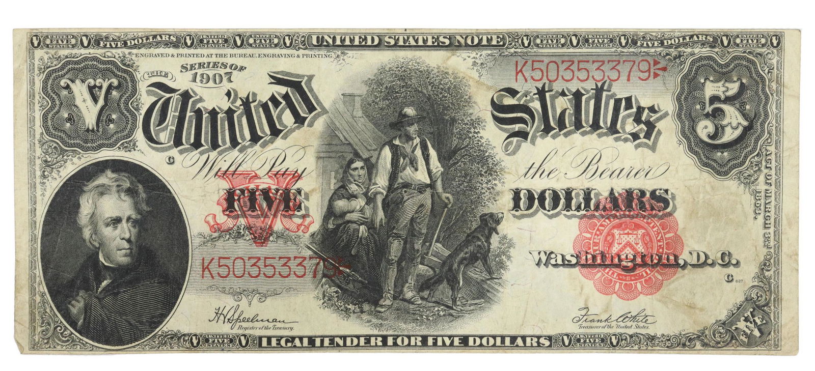 U.S. $5 CURRENCY, SERIES OF 1907 (1 of 2)