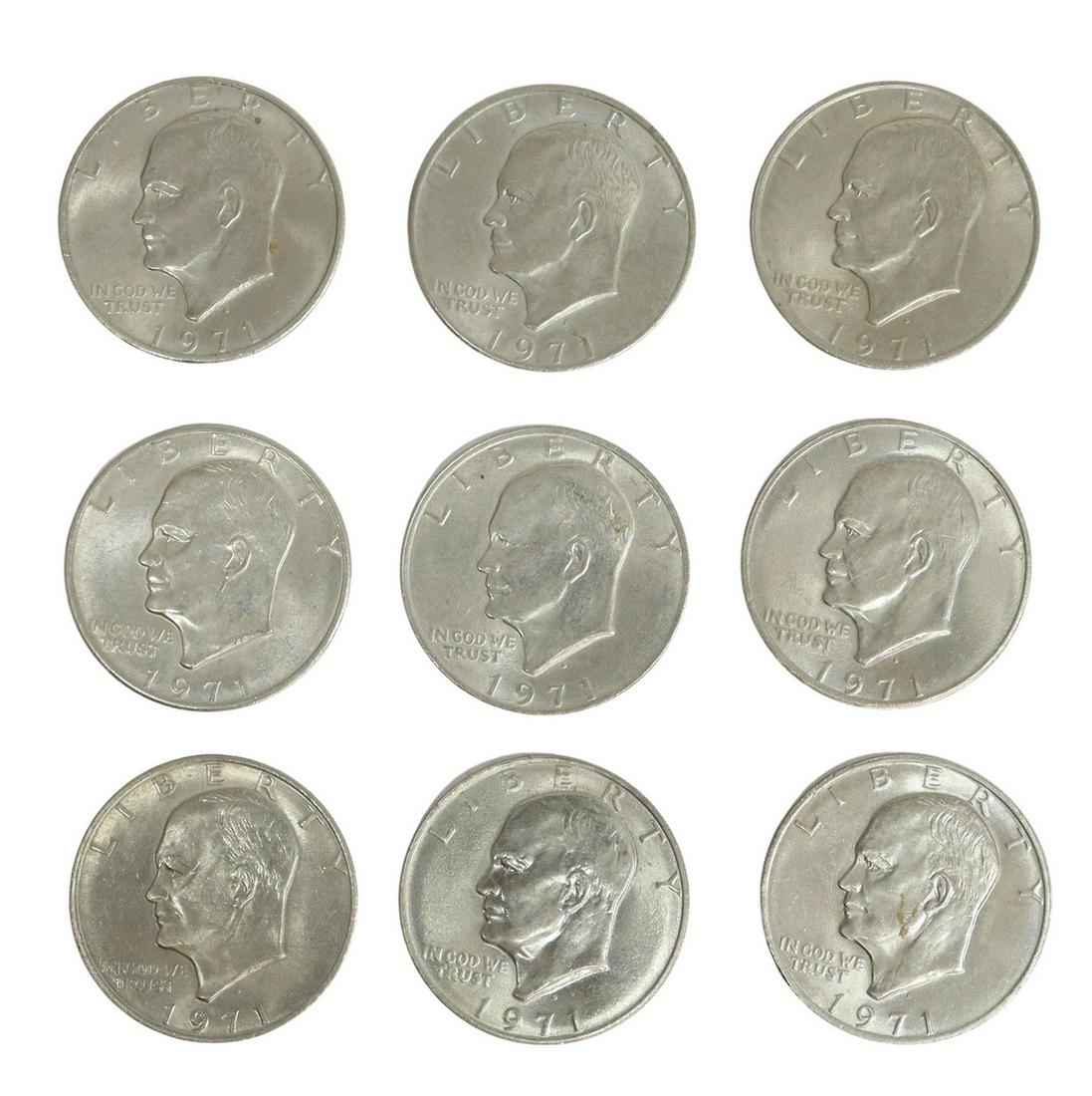 (9) U.S. 1971D EISENHOWER DOLLARS (1 of 2)
