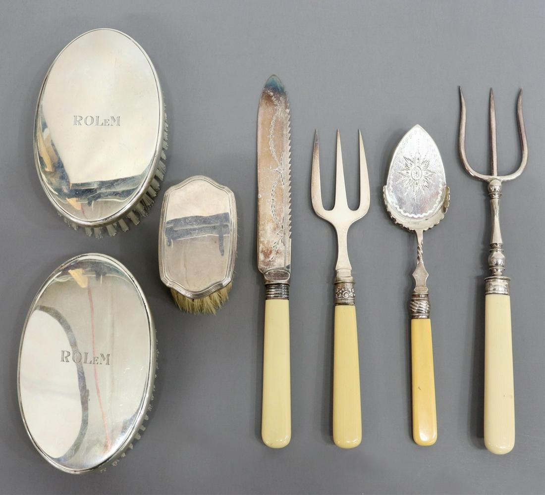 7) TIFFANY STERLING-HANDLED BRUSHES PLATE FLATWARE (1 of 7)