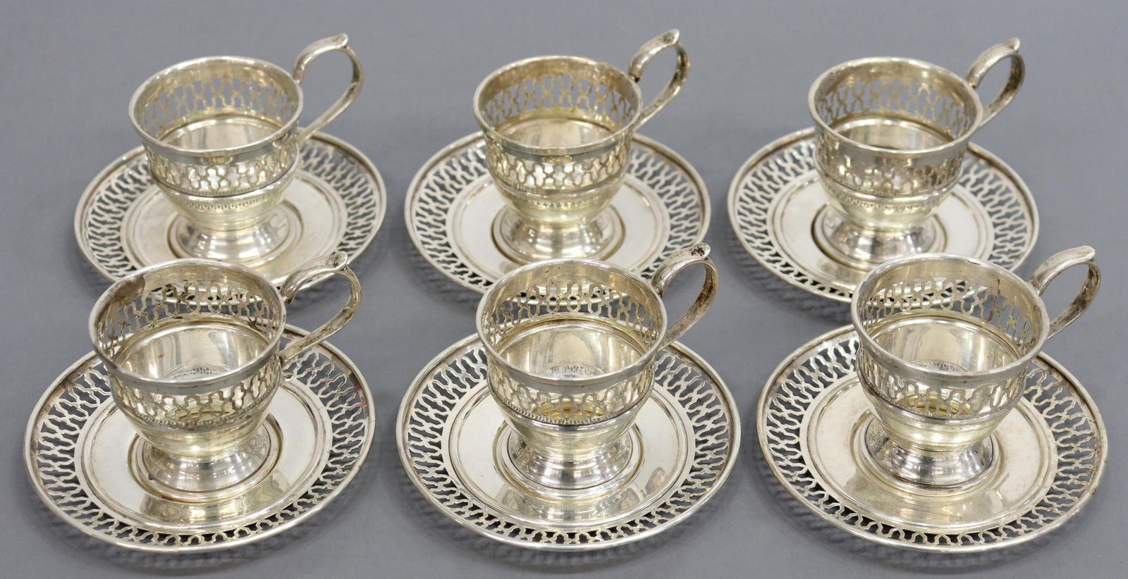 (12) STERLING DEMITASSE CUP HOLDERS & SAUCERS (1 of 4)