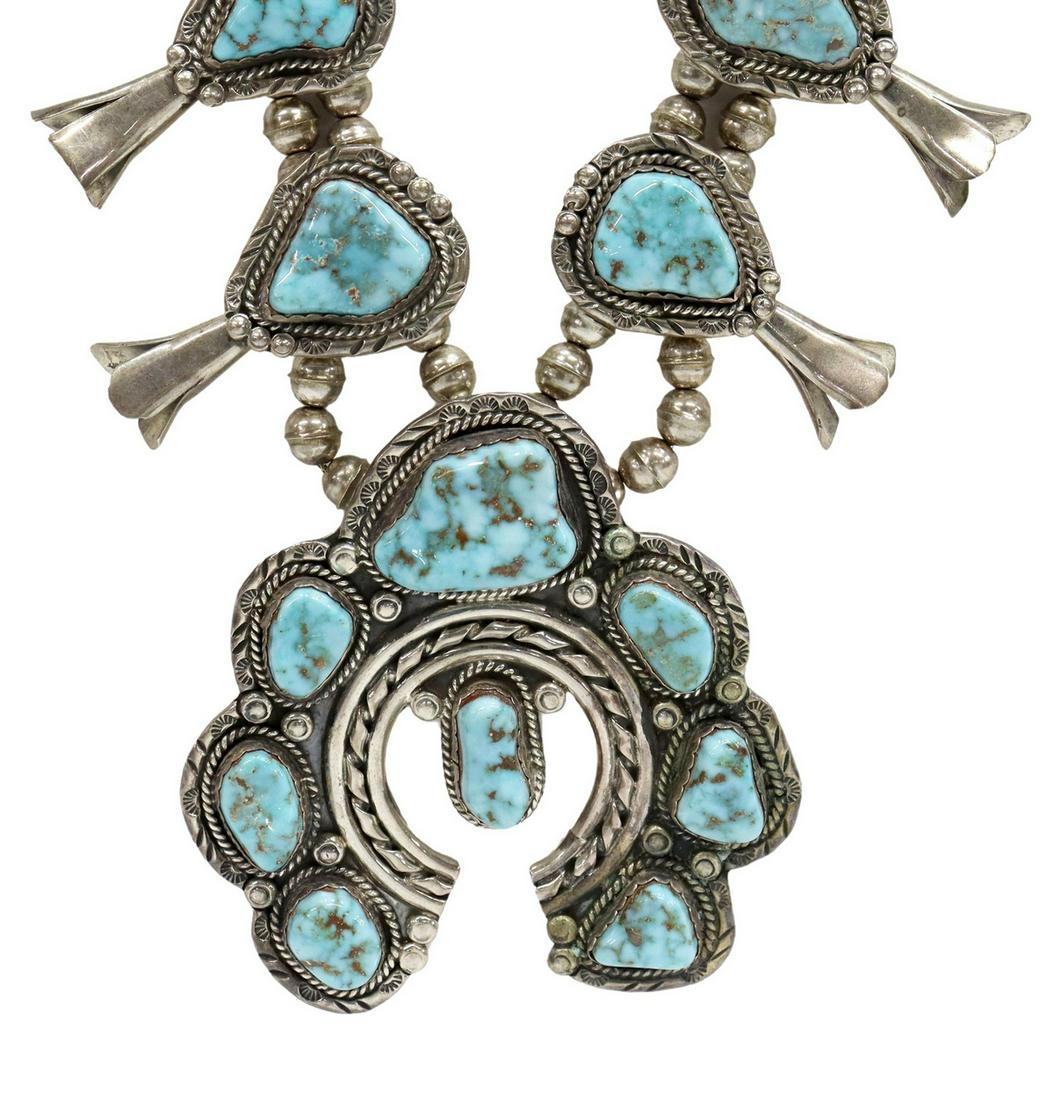 NATIVE AMERICAN STERLING SQUASH BLOSSOM NECKLACE (1 of 5)