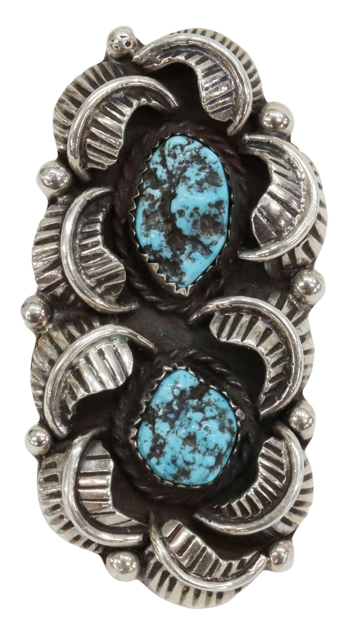 SOUTHWEST SILVER & TURQUOISE RING, SIGNED (1 of 5)