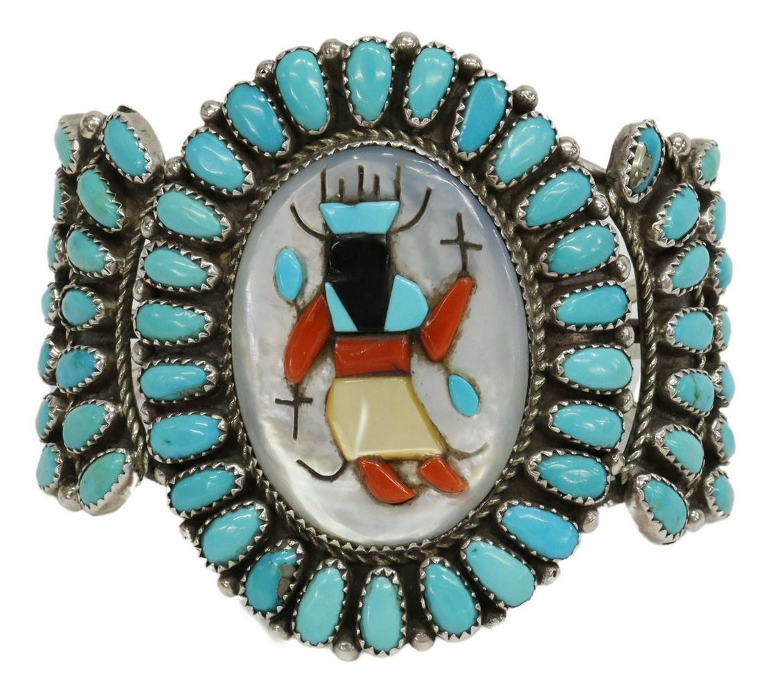 SOUTHWEST MULTI-STONE INLAY CUFF, KACHINA DANCER (1 of 4)