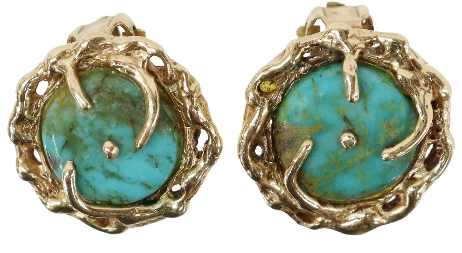 (PR) ESTATE 14KT YELLOW GOLD & TURQUOISE EARRINGS (1 of 3)