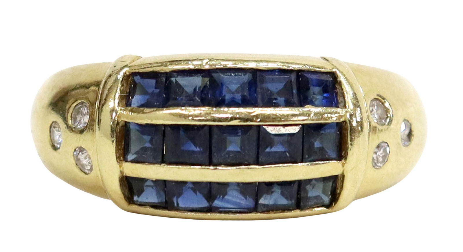 ESTATE GENT'S 18KT GOLD, SAPPHIRE & DIAMOND RING (1 of 5)