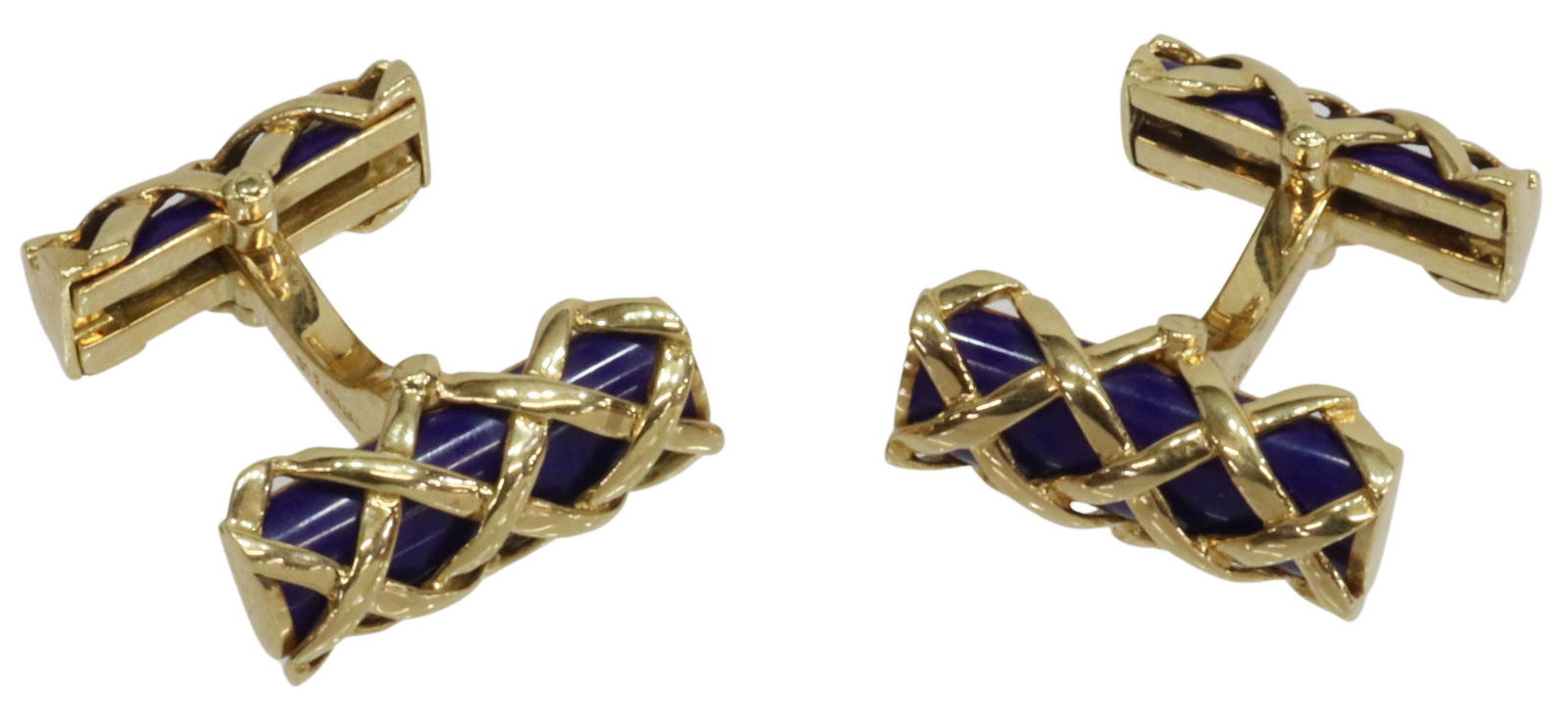 TIFFANY & COMPANY 18KT GOLD & BLUE LAPIS CUFFLINKS (1 of 4)