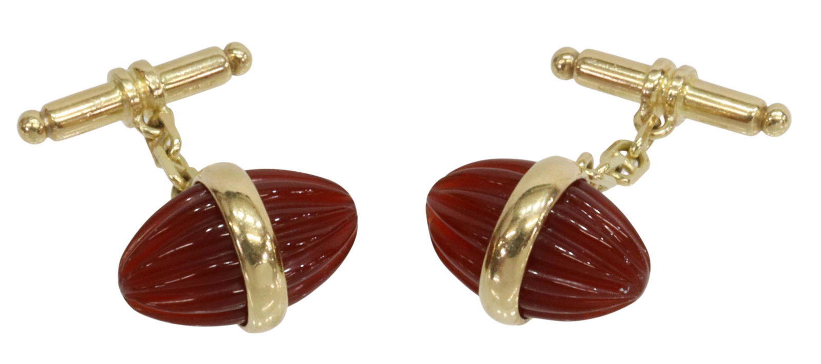 PR) ITALIAN BELFIORE 18KT GOLD CARNELIAN CUFFLINKS (1 of 6)