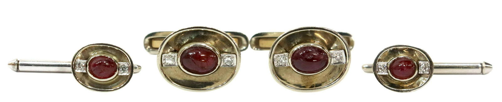 LOT) ESTATE GENTS 14KT RUBY & DIAMOND CUFF LINKS (1 of 6)