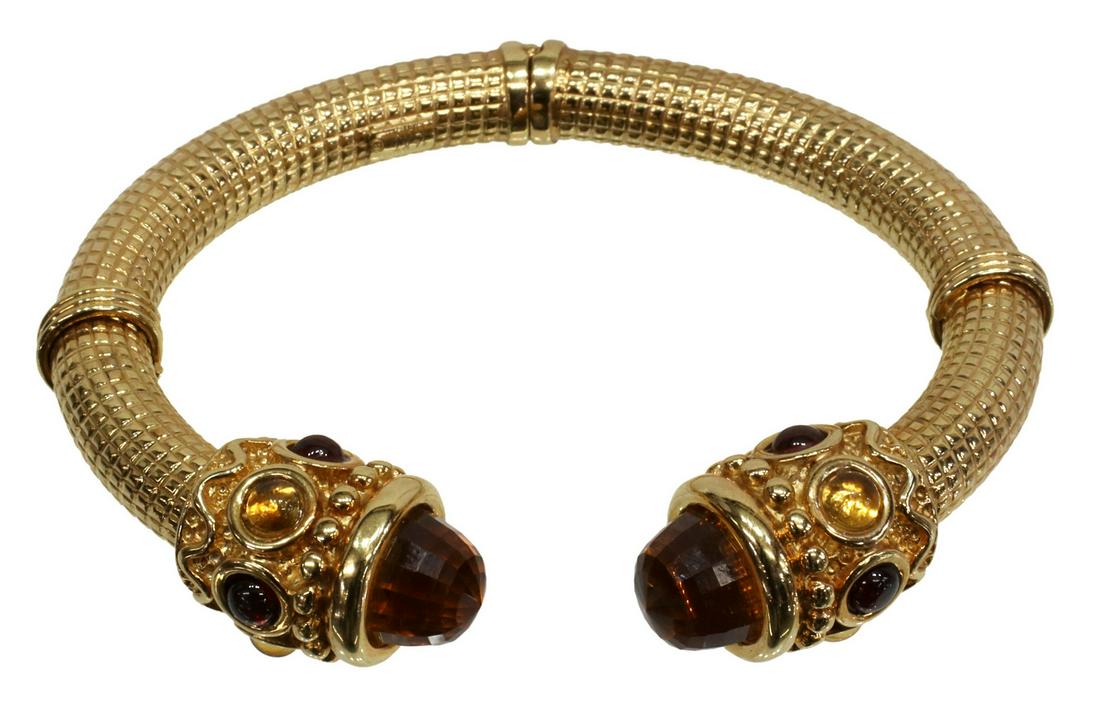 ITALIAN 14KT YELLOW GOLD HINGED TORQUE BRACELET (1 of 3)