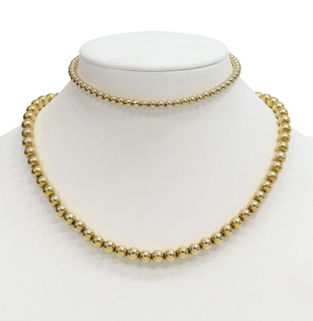 (2) ESTATE 14KT GOLD BEADED NECKLACE & ANKLET (1 of 4)