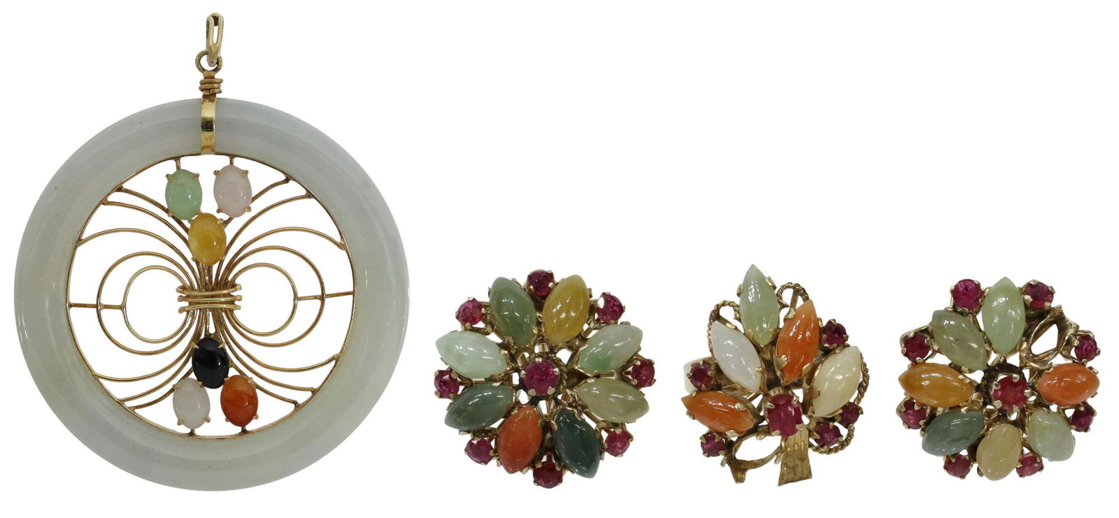 (LOT) ESTATE 14KT GOLD & JADE JEWELRY GROUP (1 of 9)