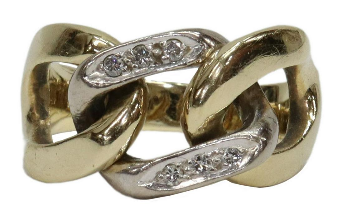 ESTATE 14KT GOLD & DIAMOND CURB LINK DESIGN RING (1 of 5)